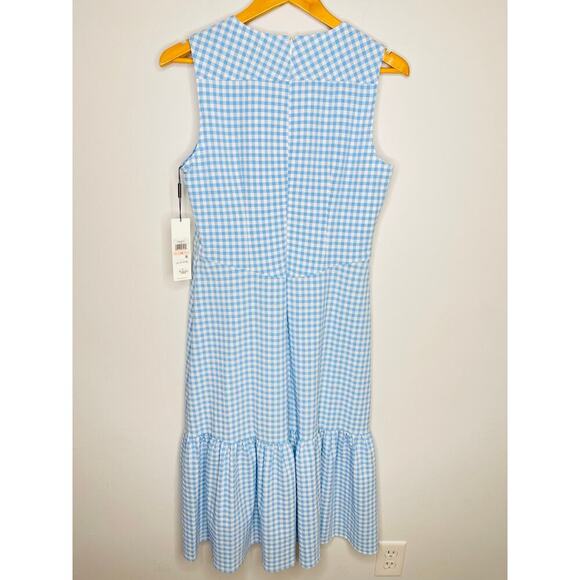 Calvin Klein Women’s Blue Gingham  Sleeveless Front Knot Midi Dress size 10 NWT - Picture 10 of 10
